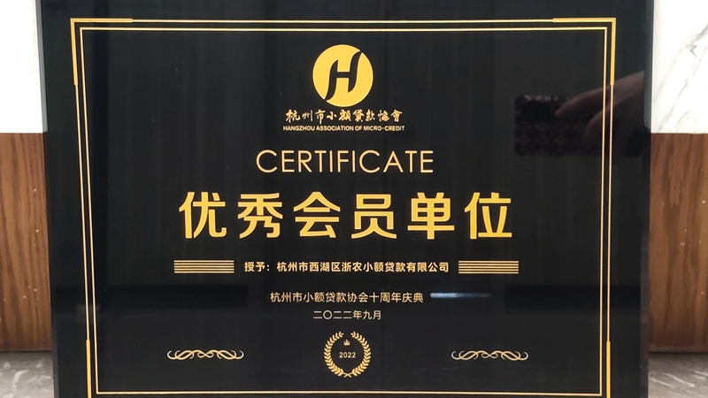 西湖小貸榮獲杭州市小貸協(xié)會(huì) “優(yōu)秀會(huì)員單位”稱(chēng)號(hào)